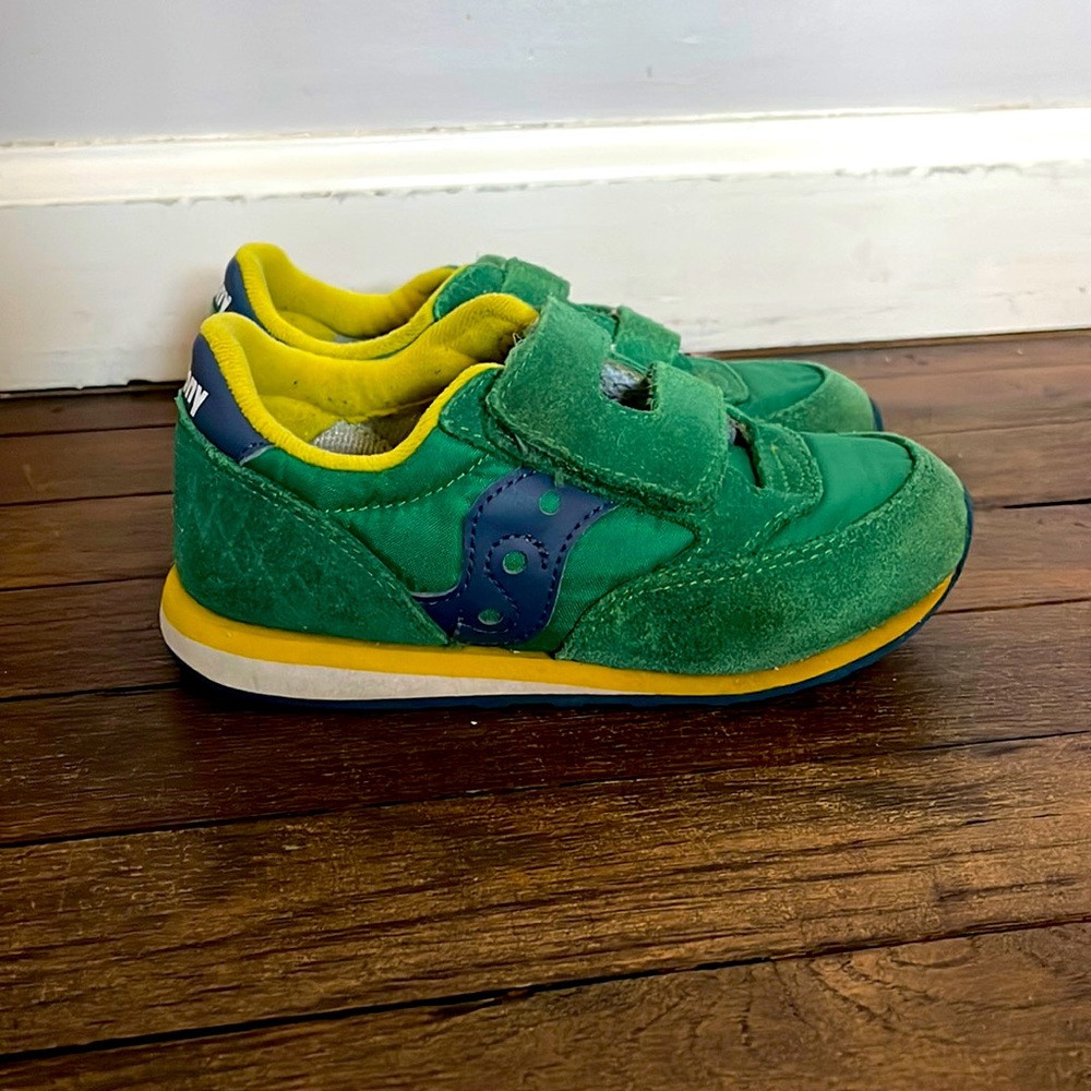 Saucony Green Blue and Yellow Velcro Sneakers
